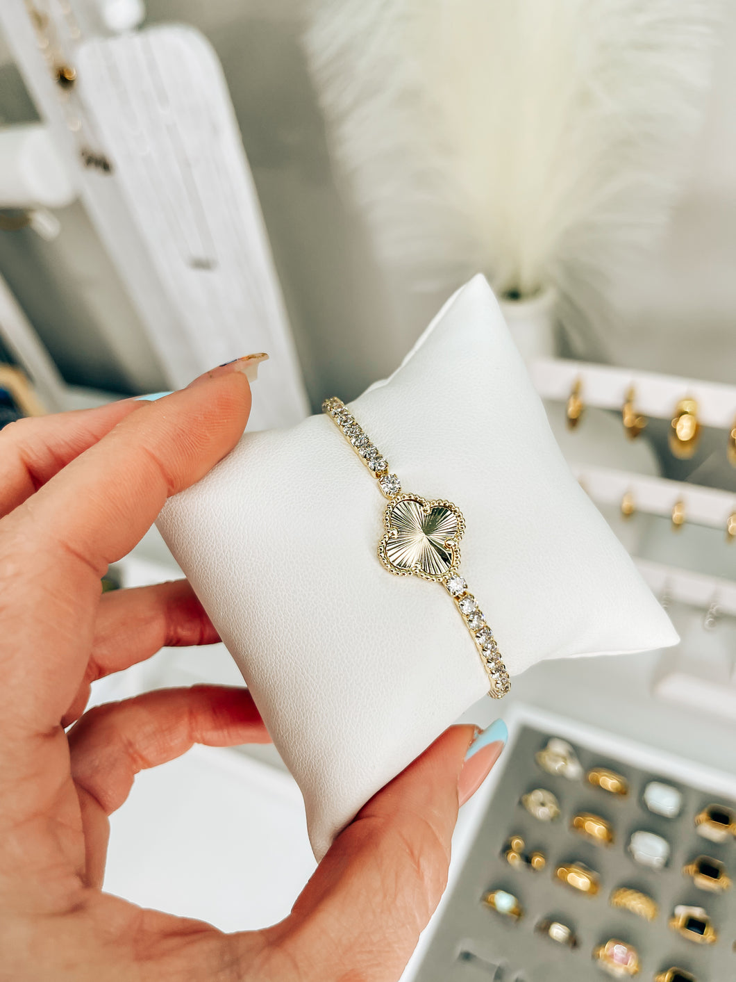Clover Sparkle Designer Inspired 18k Goldfilled Bracelet