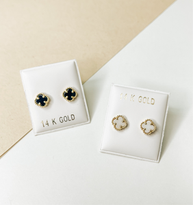 14k Gold Clover Earrings