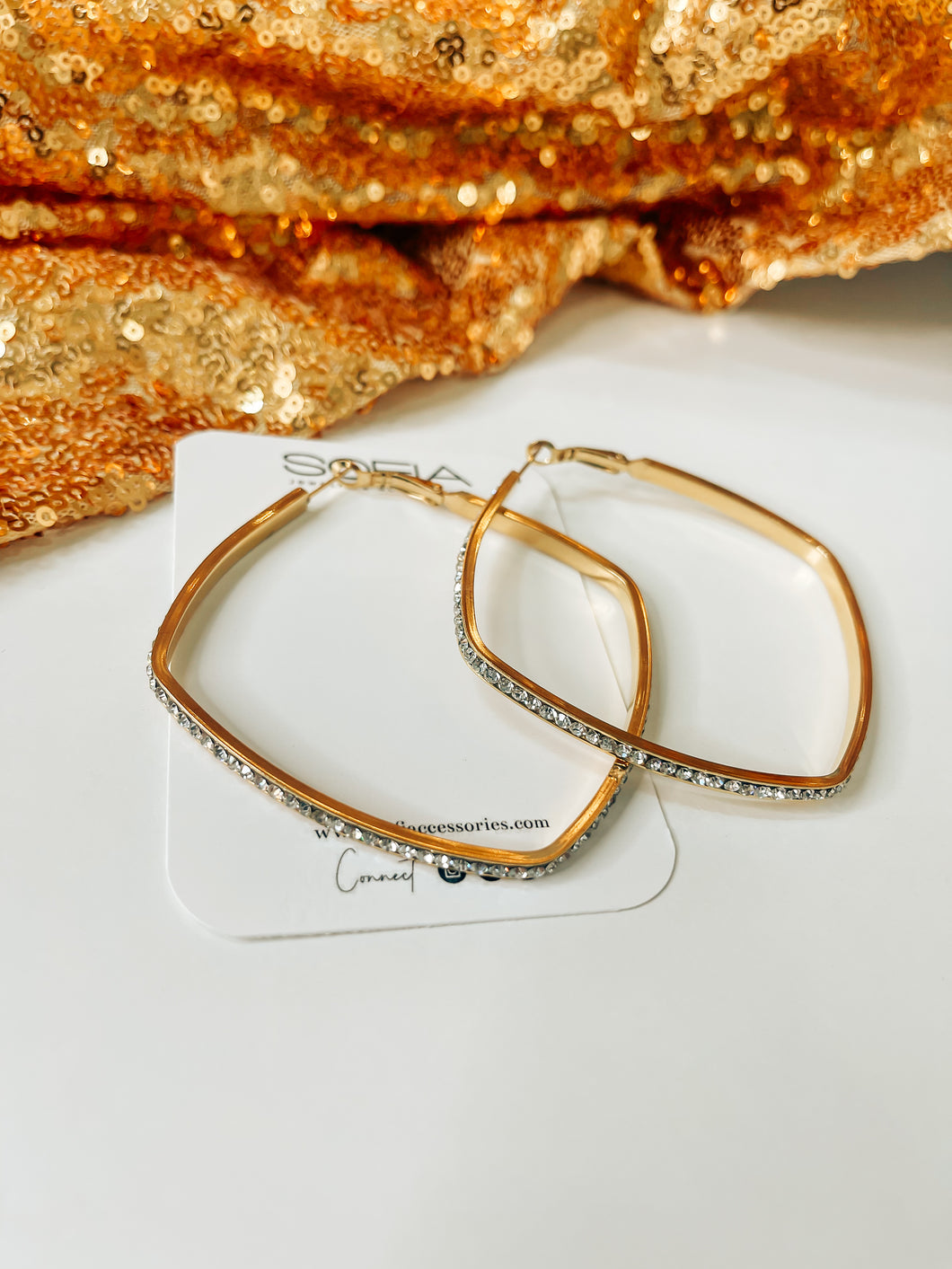Shimmer Stainless Steel Square Hoop Earrings