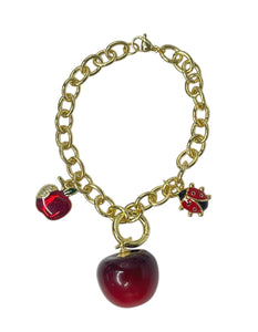 Cherry Goldplated Charms Apple Ladybug Bracelet