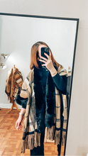 Women Luxury Tassel Faux Fur Collar Poncho Shawl