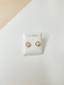 14k Gold Clover Earrings