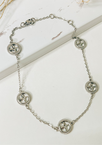 Monogram Flower LV Inspired Stainless Steel Anklet
