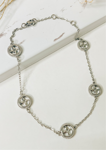 Monogram Flower LV Inspired Stainless Steel Anklet