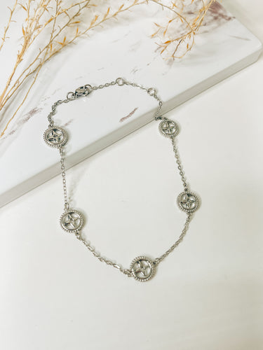 Monogram Flower LV Inspired Stainless Steel Anklet