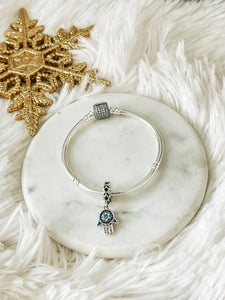 Pandora inspired Hamsa Hand Sterling Silver Bracelet & Charm