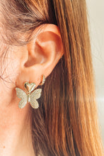 Butterfly CZ Heart Gold Plated Dangle Earrings