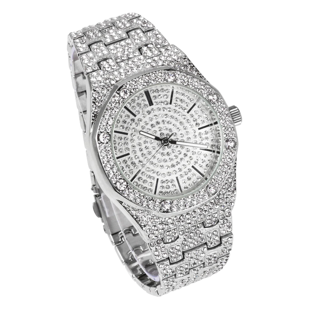 Men’s Iced Out Techno Pave Watch Octagon Bezel
