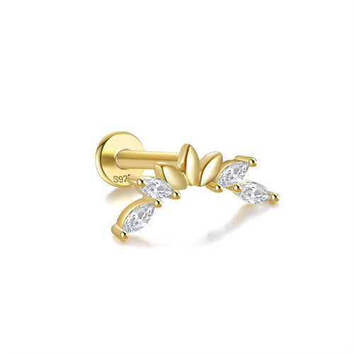 Anais Gold Sterling Silver Flat Back Earring