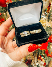 Wedding Trio Ring Set Gold over Sterling Silver