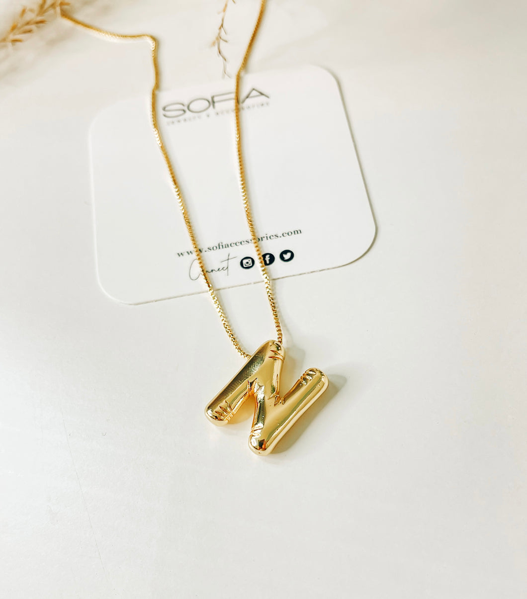 Bubble Initial Gold Plated Necklace