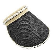 Pearls Straw Sun Visor Hat