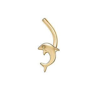 14k Gold Curved Dolphin Nose Ring