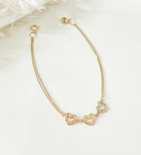 14k Gold Hearts Tricolor Bracelet