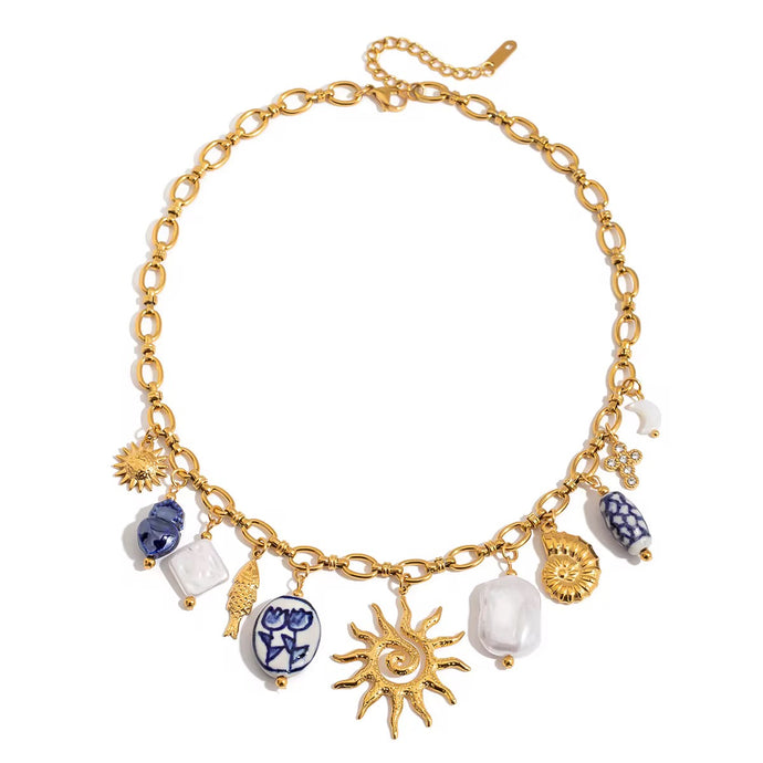 Santorini Stainless Steel Charm Necklace