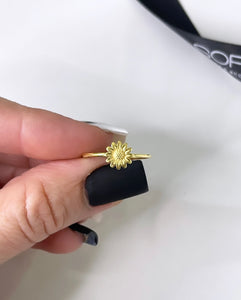 Sunflower Gold Sterling Silver Ring