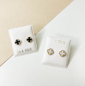 14k Gold Clover Earrings