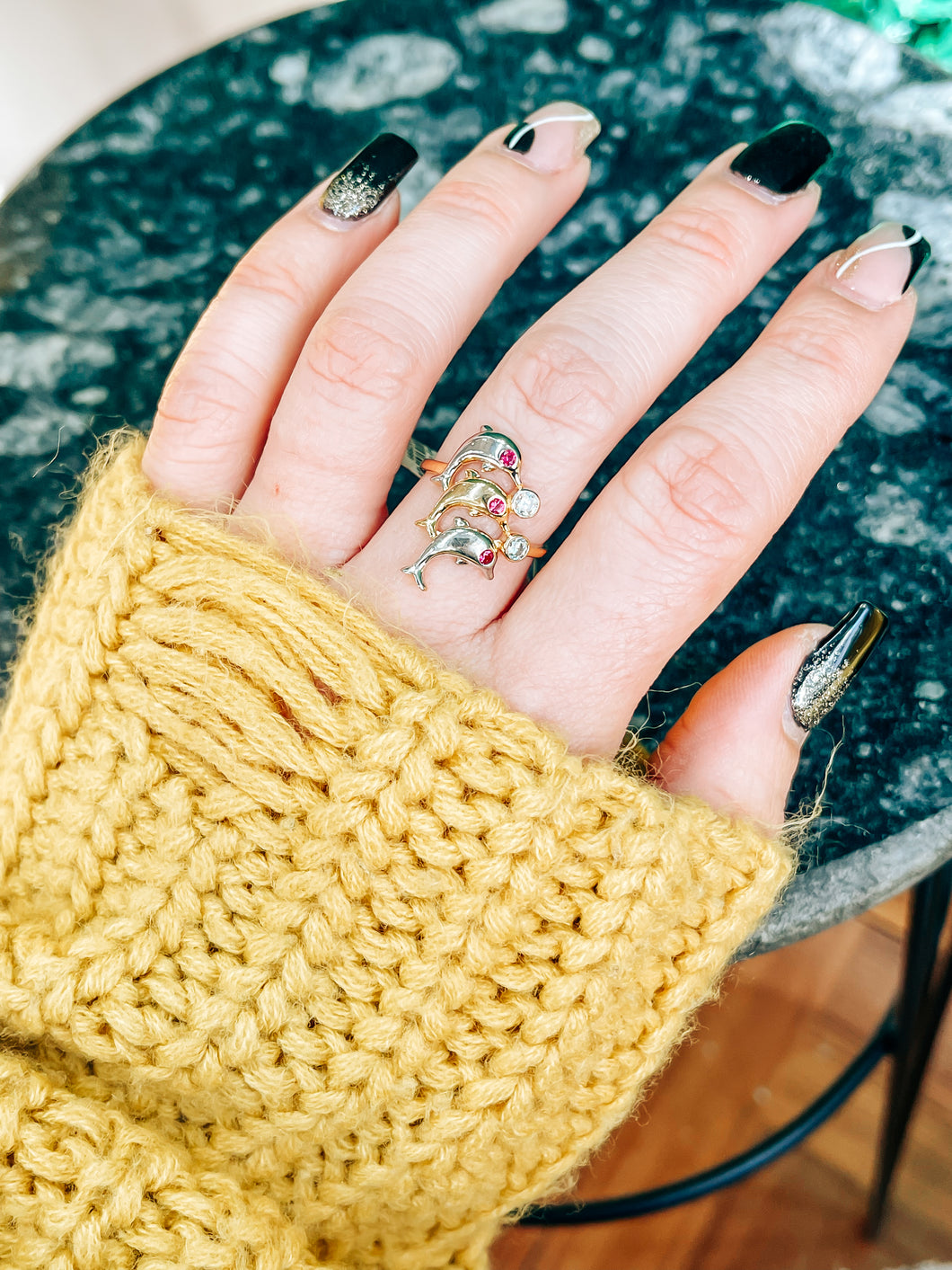 Dolphins Sterling Silver Ring