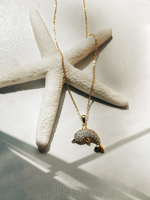 Dolphin Gold over Sterling Silver Necklace
