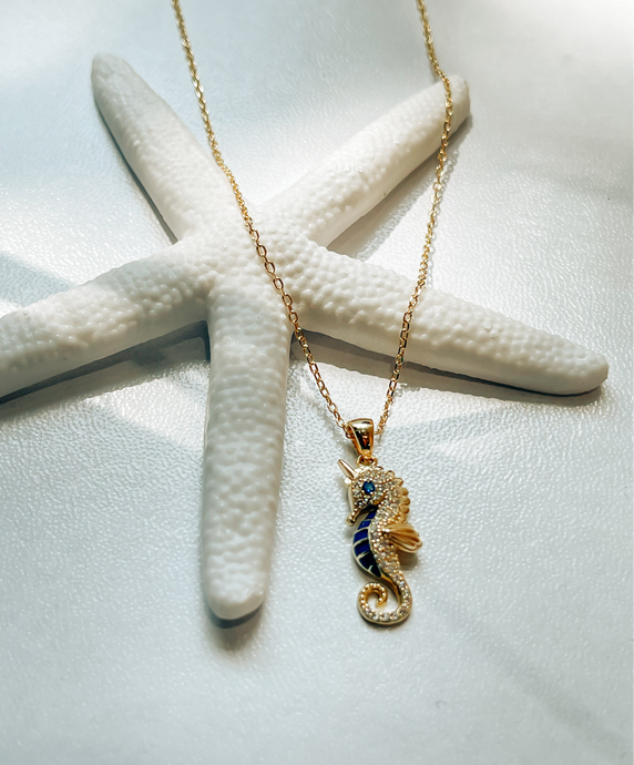Seahorse Gold over Sterling Silver Necklace
