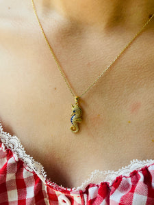 Seahorse Gold over Sterling Silver Necklace