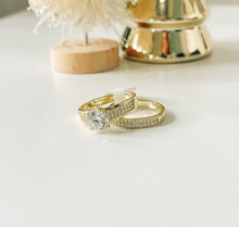 Wedding Trio Ring Set Gold over Sterling Silver