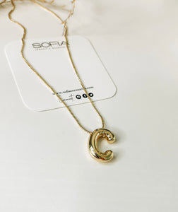 Bubble Initial Gold Plated Necklace