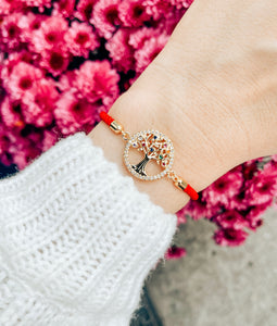 Tree of Life Red String Goldfilled Bracelet