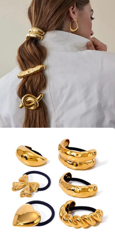 Ponytail Hair Cuff Gold Metal Hair Tie Accessories