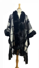 Women Luxury Tassel Faux Fur Collar Poncho Shawl