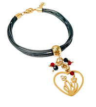 Heart Flower Bouquet Stainless Steel Bracelet