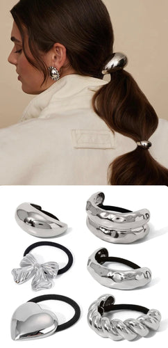 Ponytail Hair Cuff Silver Metal Hair Tie Accessories