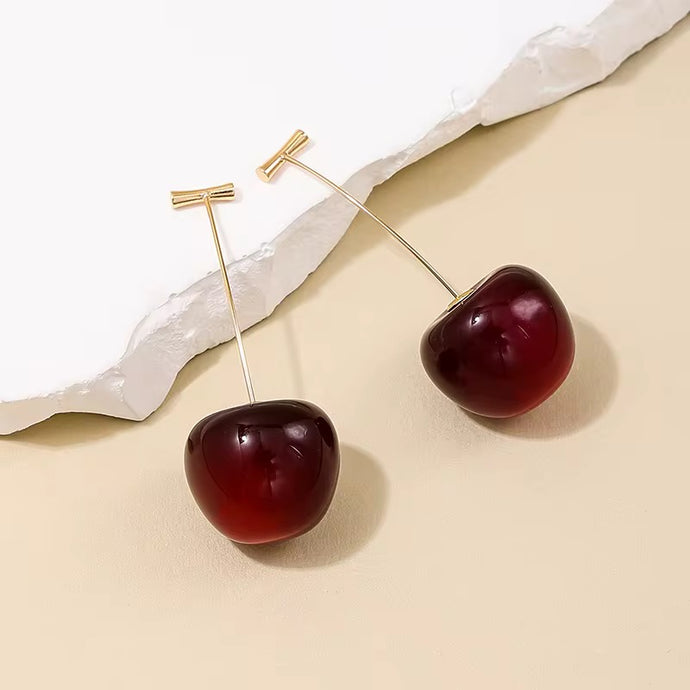 Cherry Goldplated Cute Fruit Drop Earrings