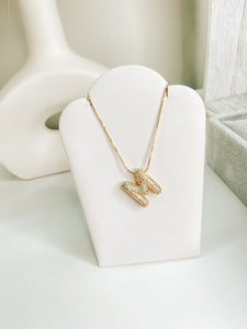 Bubble Initial CZ Gold Plated Necklace