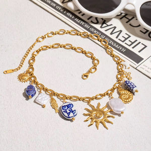 Santorini Stainless Steel Charm Necklace