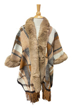 Women Luxury Tassel Faux Fur Collar Poncho Shawl