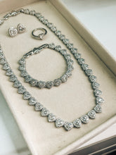 Hearts 18k White Goldplated Women Necklace Bracelet Earrings Ring Set