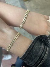 Moissanite Gold over Sterling Silver Cuban Couples Bracelets
