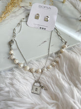 Pearls Lock Key Stainless Steel Necklace Set