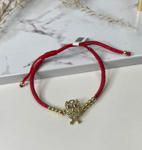 I Owl You Red Stainless Steel Bracelet