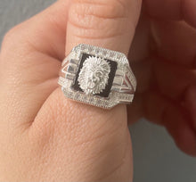 Lion Square Men Sterling Silver Ring