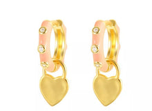 Colorful Heart Sterling Silver Huggies Earrings