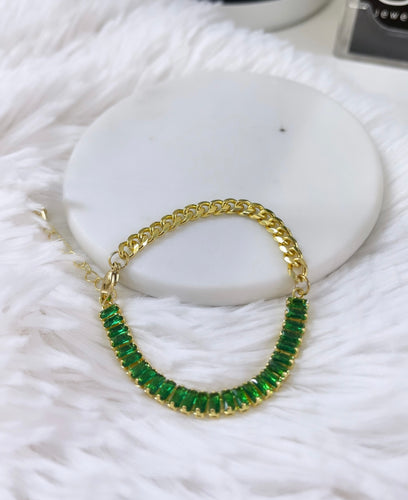 Emerald Cuban Stainless Steel Bracelet