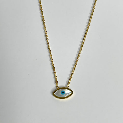 Evil Eye Necklace Gold over Stainless Steel