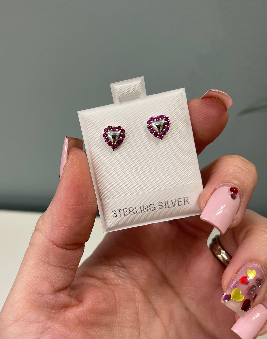 Gem Heart Sterling Silver Earrings