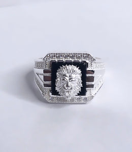 Lion Square Men Sterling Silver Ring