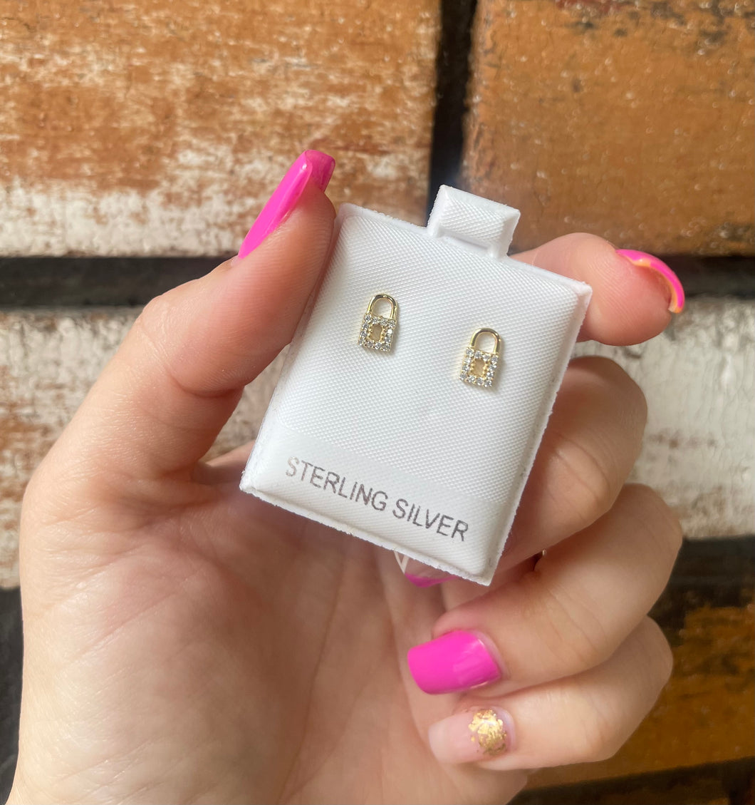 Lock Sterling Silver Studs Earrings