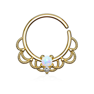 Opal Hoop Rings for Nose Septum, Daith and Ear Cartilage