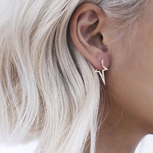 Minimalist Cross Star Silver Hoop Earrings