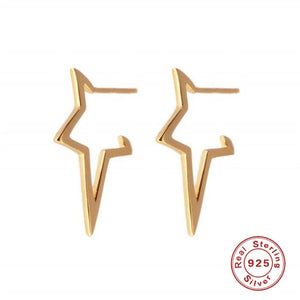 Minimalist Cross Star Silver Hoop Earrings